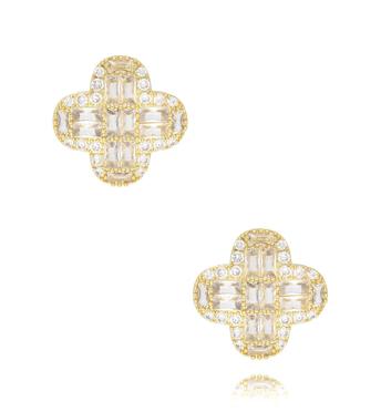 Kolczyki złote z kryształową koniczynką Cristal Clover KSS1757