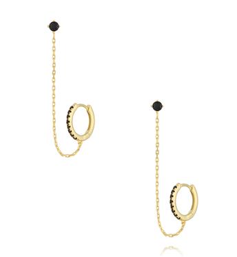 Kolczyki podwójne z łańcuszkiem i cyrkoniami KLT0034