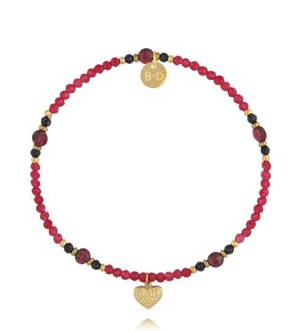 Bransoletka z jadeitu i zawieszką serca BTW3528