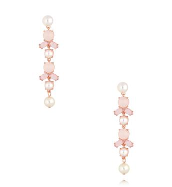 Kolczyki długie w odcieniu różowego złota z perłami KSS2166