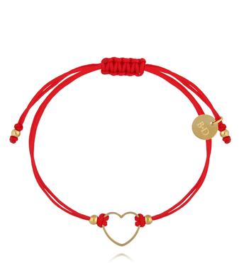 Bransoletka czerwona ze złotym sercem BGL1094