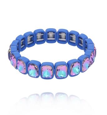 Bransoletka w intensywnym błękicie z opalizującymi kryształami BCR0057