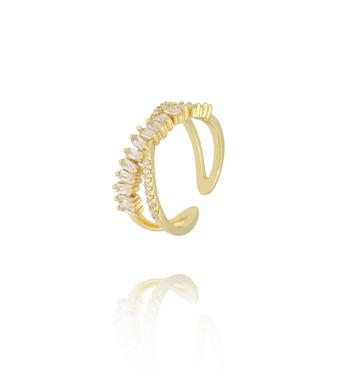 Pierścionek z podwójną linią cyrkonii złoty PSS0195