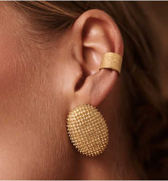 Kolczyki owalne fakturowane złote KSY0390