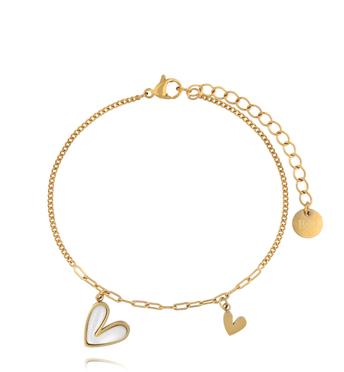Bransoletka z sercem na złotym łańcuszku BSY0588