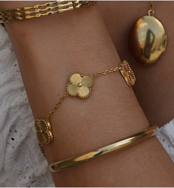 Bransoletka ze złotymi koniczynkami Clovers BSY0122