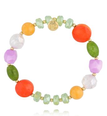 Bransoletka z barwionym jadeitem, akrylem i szkłem BSC2386