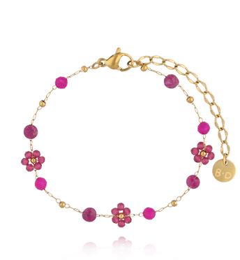 Bransoletka z rubinem, jadeitami i kryształkami BSC2387