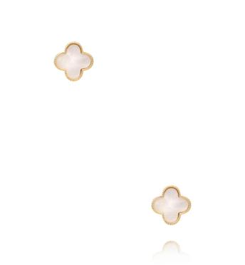 Zestaw kolczyków złoconych z perłową koniczynką KMB0006