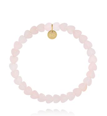 Bransoletka z sercami- kwarc różowy BTW3735