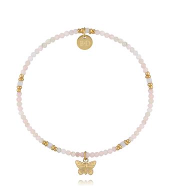 Bransoletka z różowymi opalami i motylkiem BTW3689