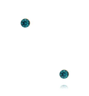 Kolczyki z niebieskim kryształem w złotej oprawie KCA0170