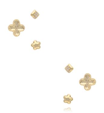 Zestaw kolczyków z koniczynkami złoty KMB0009