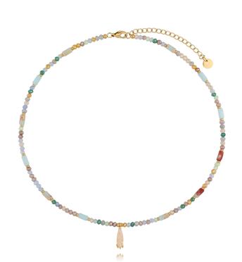 Naszyjnik kolorowy z beżową zawieszką NSC0653