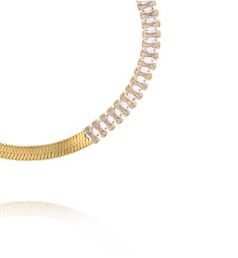 Bransoletka żmijka z cyrkoniami złota BSY0544