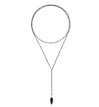 Naszyjnik z czarnymi kryształkami i obsydianem Cristalli NPA1167