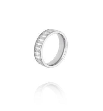 Obrączka srebrna z cyrkoniami w oprawie baguette PSY0080