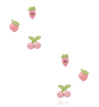Zestaw różowych kolczyków z owocowymi motywami  KMB0052