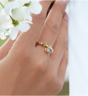 Pierścionek z kolorowy z okiem Meadow PSC0308