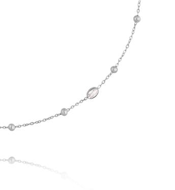Naszyjnik srebrny ze stali szlachetnej z kuleczkami i cyrkoniami NSY0892