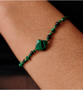 Bransoletka z malachitu i czarnego turmalinu BTW3589
