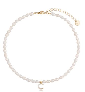 Naszyjnik złoty z perełek z księżycem Cristal Moon NPE0023