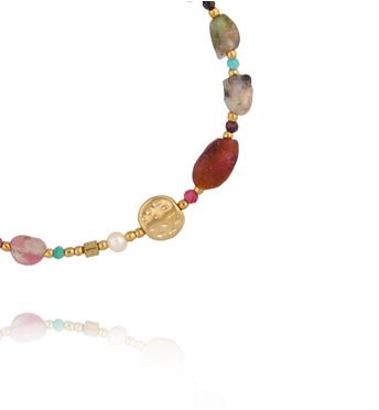 Bransoletka z naturalnych kamieni – turmalin, granat i amazonit BEA0089