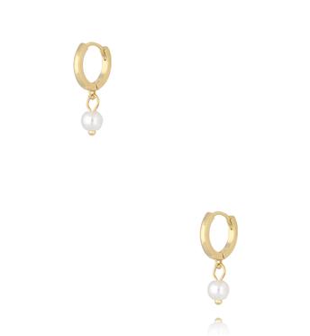 Zestaw złotych kolczyków kółek z zawieszkami KLU0184