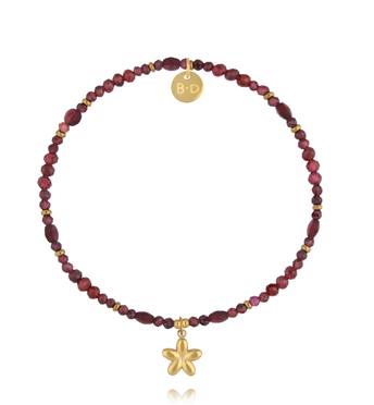 Bransoletka z granatu z zawieszką w kształcie kwiatka BTW3543