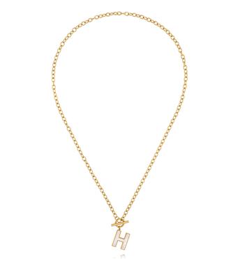 Naszyjnik z literą H i zapięciem toggle NSY0862