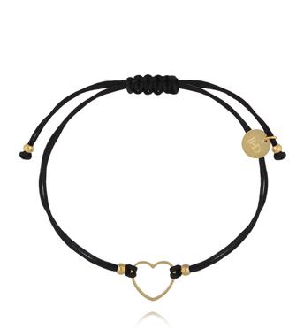 Bransoletka czarna ze złotym sercem BGL1095