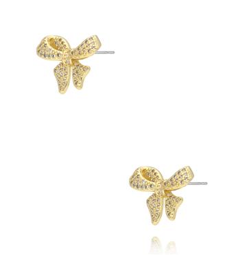 Kolczyki w kształcie kokardy wysadzane cyrkoniami KSS2117