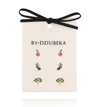 Zestaw kolczyków pozłacanych z kolorowymi cyrkoniami KLT0026