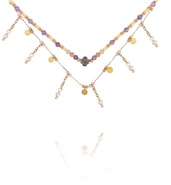 Naszyjnik z ametystami ze stali szlachetnej NSY0829