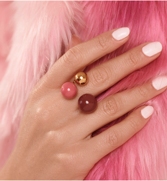 Pierścionek z kulkami w odcieniach burgundu i fuksji PSA1115