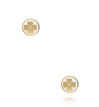 Kolczyki koniczynki biało-złote KSA2519