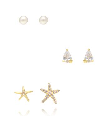 Zestaw kolczyków pozłacanych z cyrkoniami KLT0057