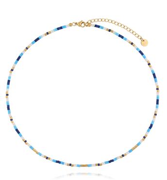 Naszyjnik z niebieskimi i białymi agatami NSC0655