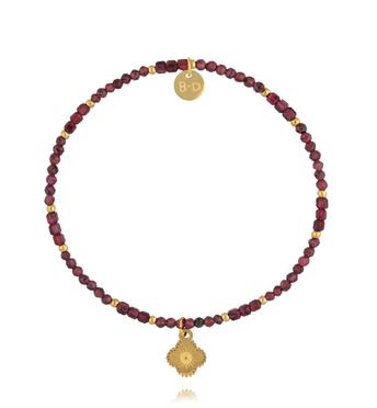 Bransoletka z granatu z koniczynką  BTW3541