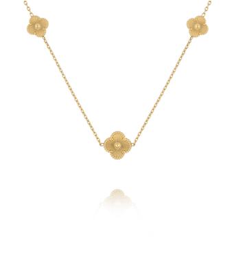 Naszyjnik długi ze złotymi koniczynkami NSY0706