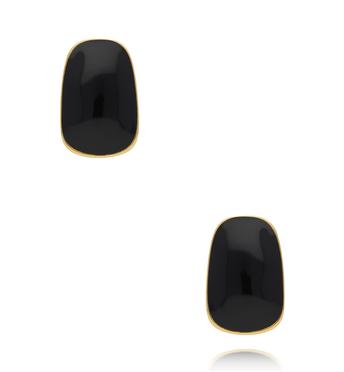 Kolczyki prostokątne emaliowane czarne złote KSY0511