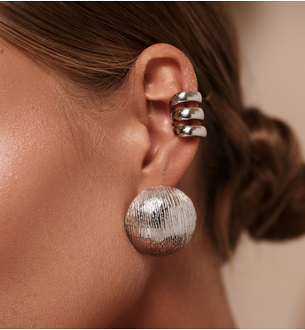 Kolczyki okrągłe fakturowane srebrne KSY0391