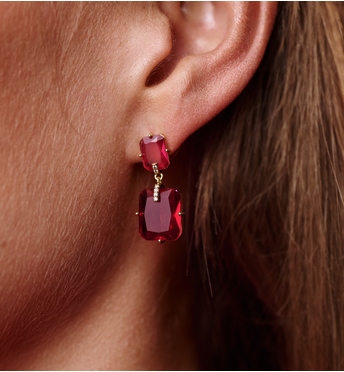 Kolczyki z malinowymi kryształami KSS2116