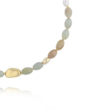 Naszyjnik z perełkami i amazonitami NSC0675