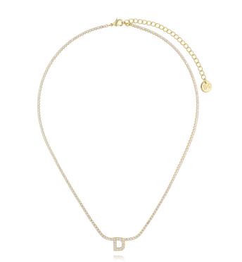 Naszyjnik typu tennis z literką D złoty NS0384