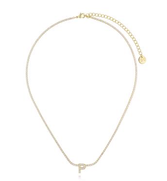 Naszyjnik typu tennis z literką P złoty NS0389