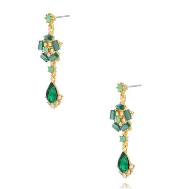 Kolczyki wiszące z zielonymi kryształami KSS2131