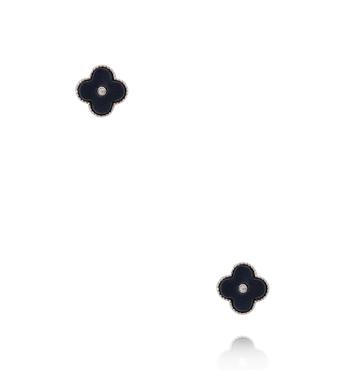 Zestaw kolczyków w srebrnym odcieniu z koniczynką, czernią i cyrkoniami KMB0005