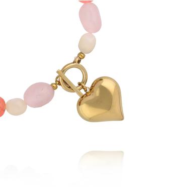 Bransoletka pastelowa ze złotym sercem BPA0605