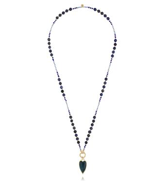 Naszyjnik granatowy z sodalitami i sercem NSC0674